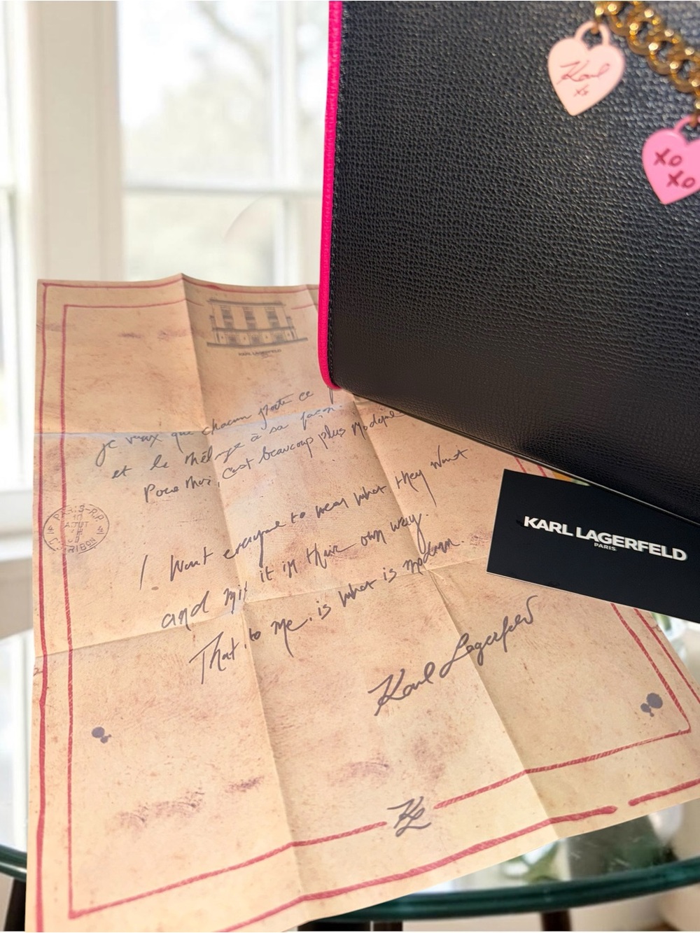 Karl Lagerfeld Paris Charline Crossbody Bag with Heart Charms LIKE NEW - Picture 15 of 16